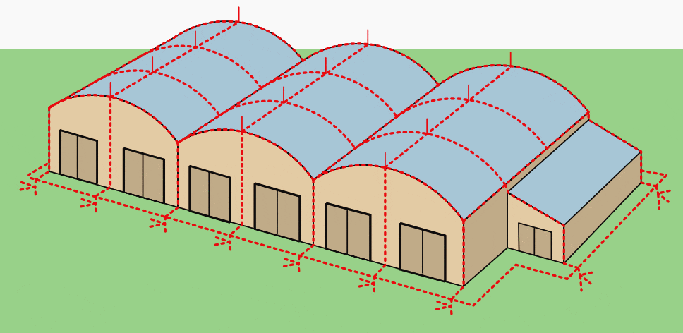 شکل ۵- صاعقه گیر به صورت قفس مشی کامل برای حفاظت ساختمان