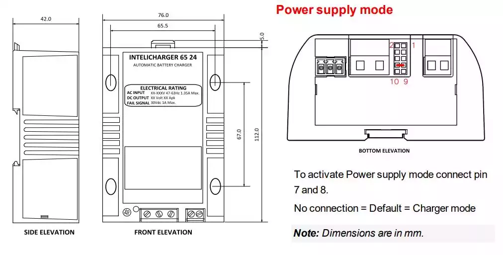ابعاد باتری شارژر کومپ InteliCharger 65/24 AF - ماه صنعت انرژی 