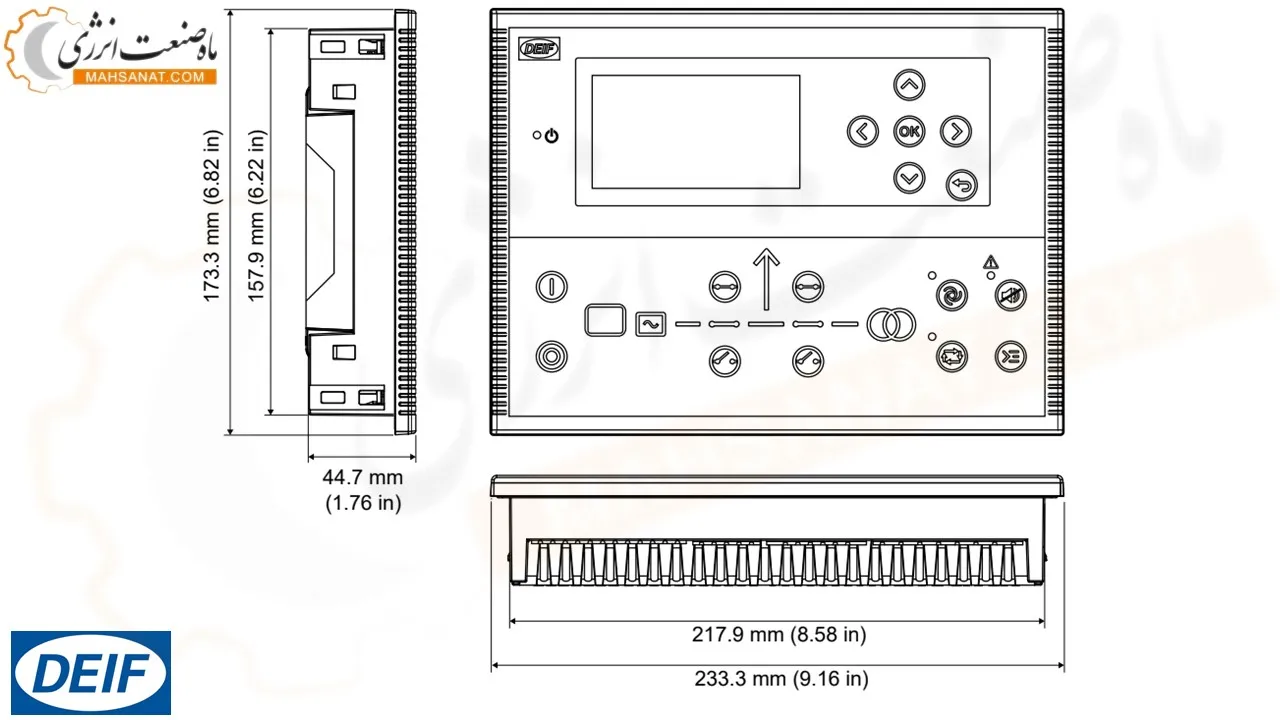 ابعاد کنترلر دایف AGC150 - ماه صنعت انرژی 