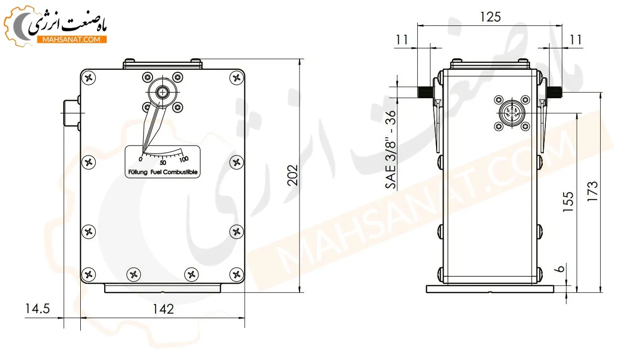 ابعاد اکچویتور Heinzmann STG10 - ماه صنعت انرژی 