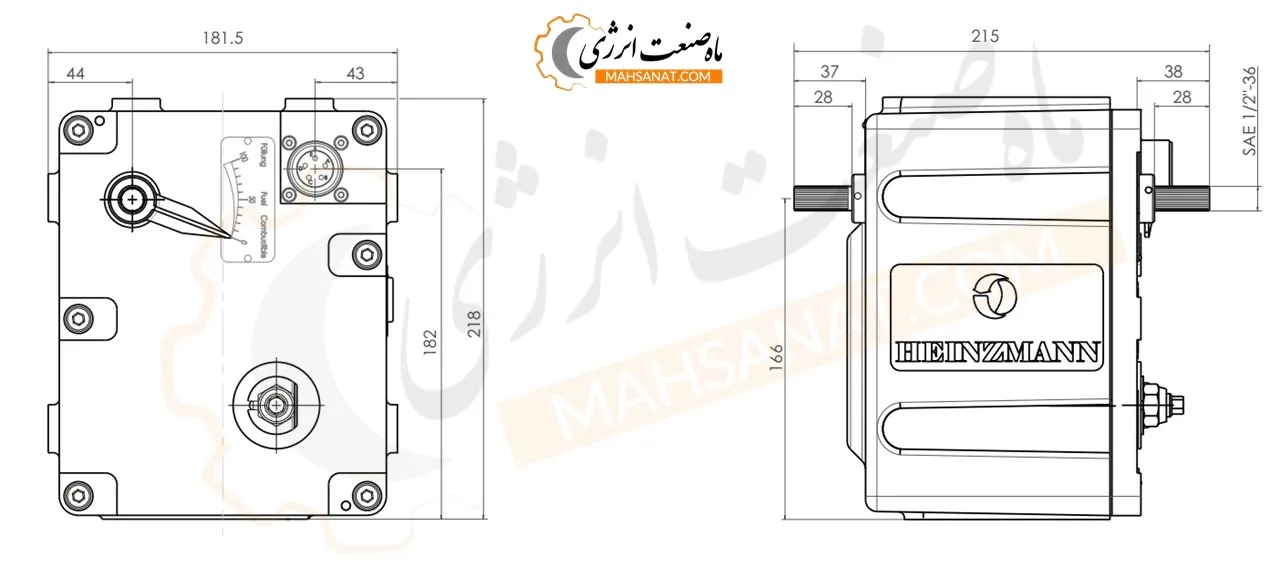 ابعاد اکچویتور Heinzmann STG30 - ماه صنعت انرژی 